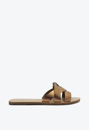 Rasteira Bronze Anacapri Couro Tiras Sobrepostas