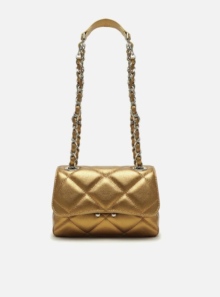Bolsa Tiracolo Bronze Couro Mizz Pequena