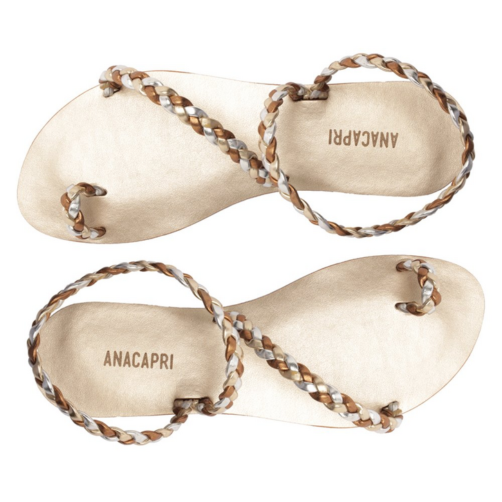 Rasteira Tira Trançada De Encaixe Dourada