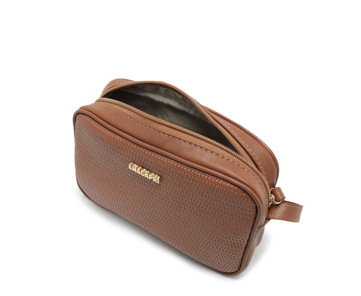 Crossbody Natural Marrom Anacapri Firenze Zif Zag