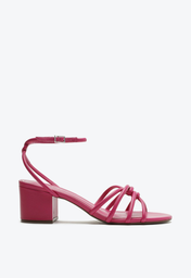 Sandália Rosa Pink Schutz Salto Bloco Médio Couro