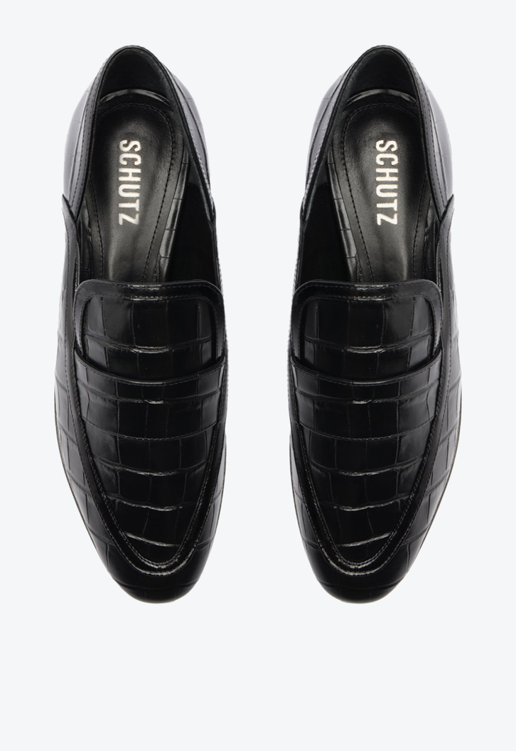 Mocassim Maurice Couro Croco Preto