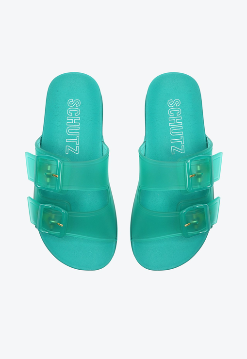 Chinelo Slide Fivelas Verde