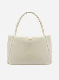 Bolsa Shopping Branca Couro Grande Tag Metal