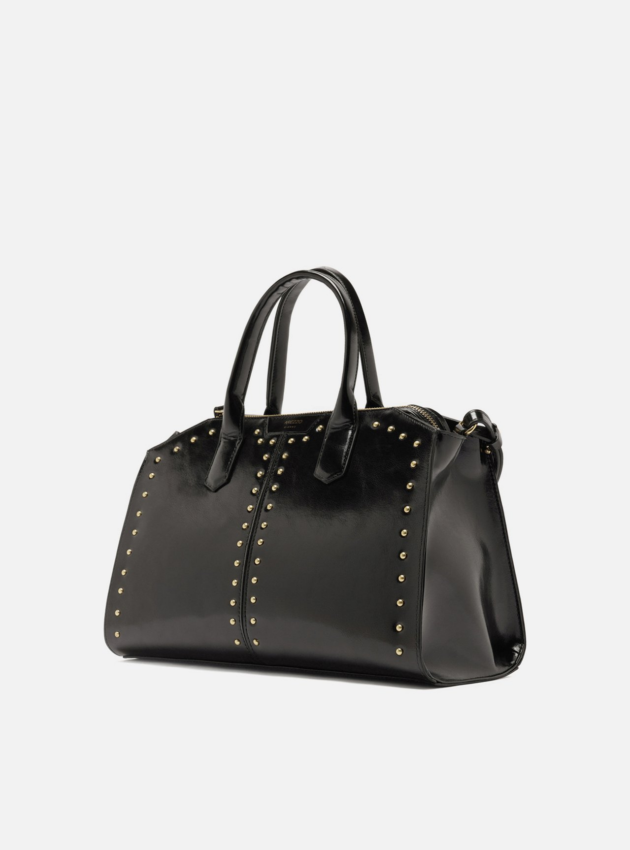Bolsa Tote Preta Verniz Grande Rebites | ZZ MALL