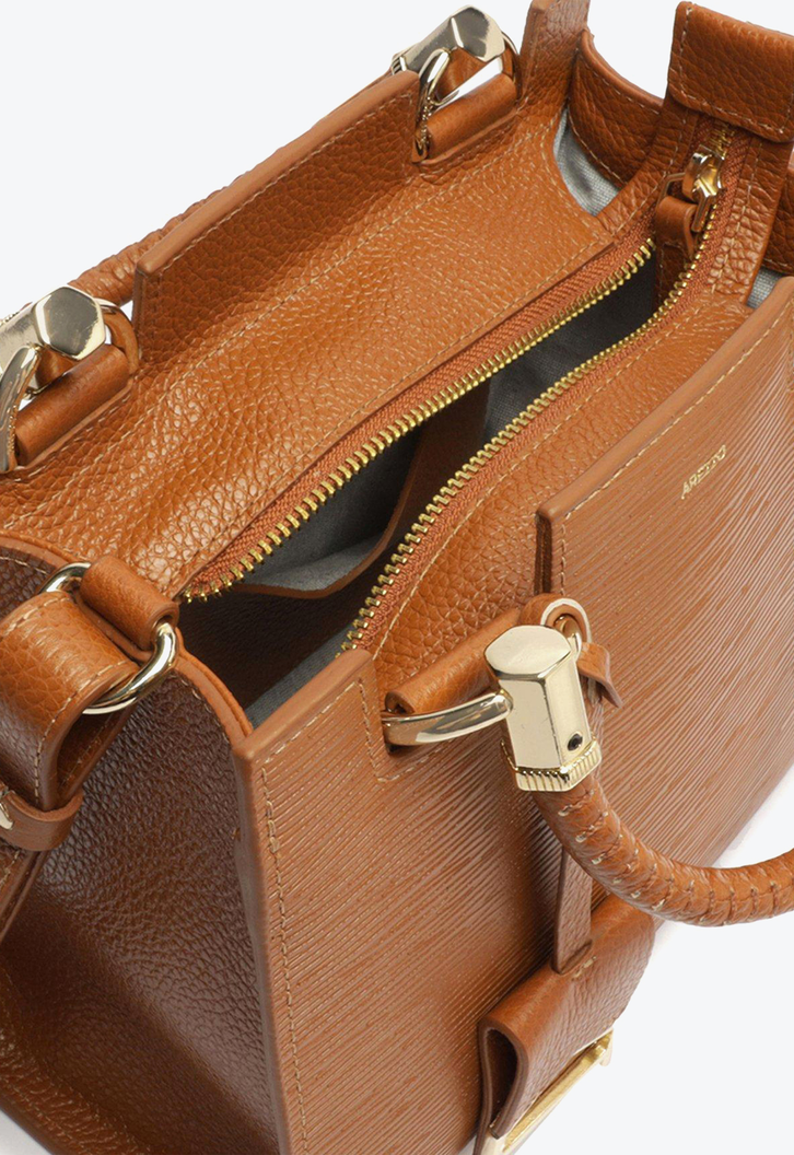 Bolsa Tote Marrom Arezzo Couro Abraccio Média
