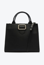 Bolsa Tote Preta Anacapri Média Detalhe Fivela