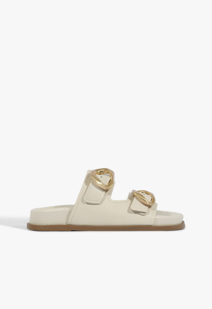 Papete Slide Olga Sporty Couro Branco