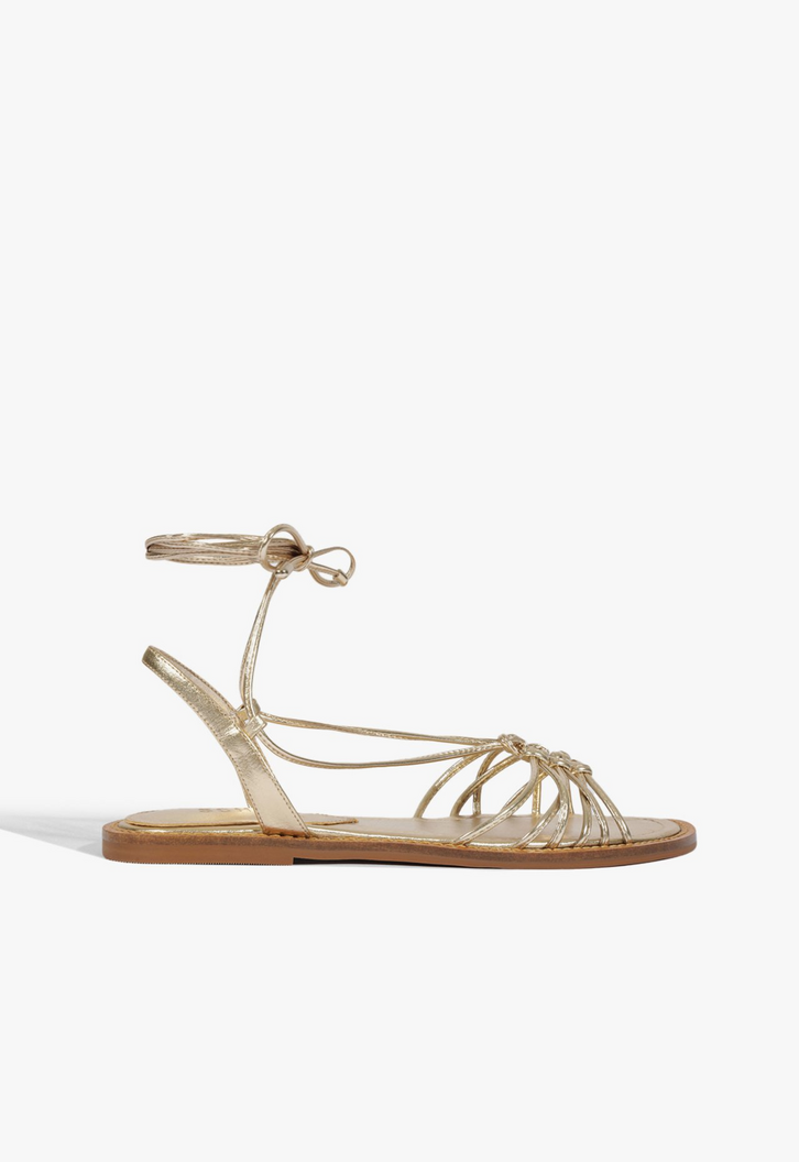Sandália Kate Lace Up Flat Dourada
