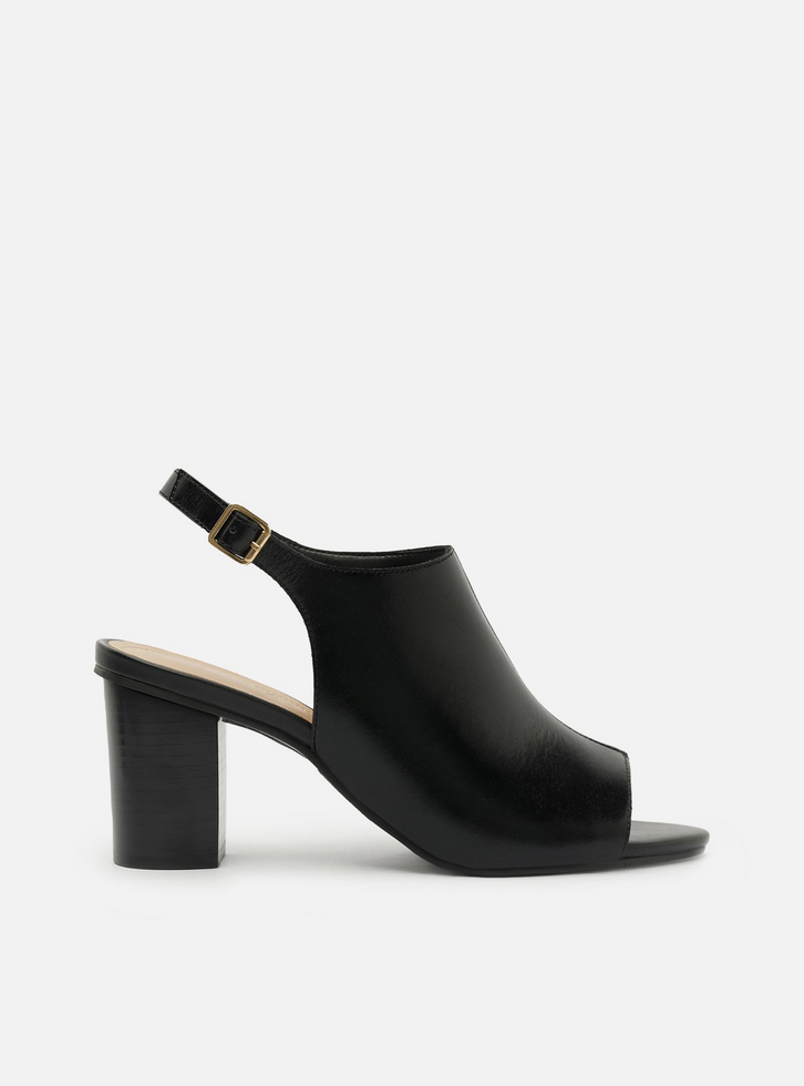 Sandal Boot Preta Couro Bloco Básica