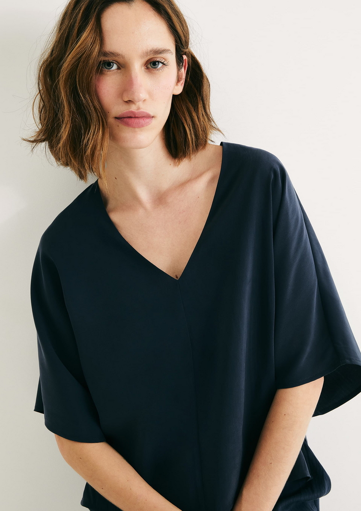 Blusa Azul Hering Feminina Box Em Peach Touch