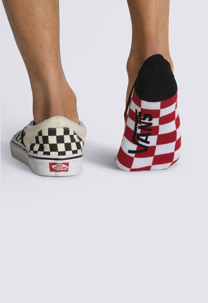 Meia Classic Super No Show (3 Pares) Red White Check