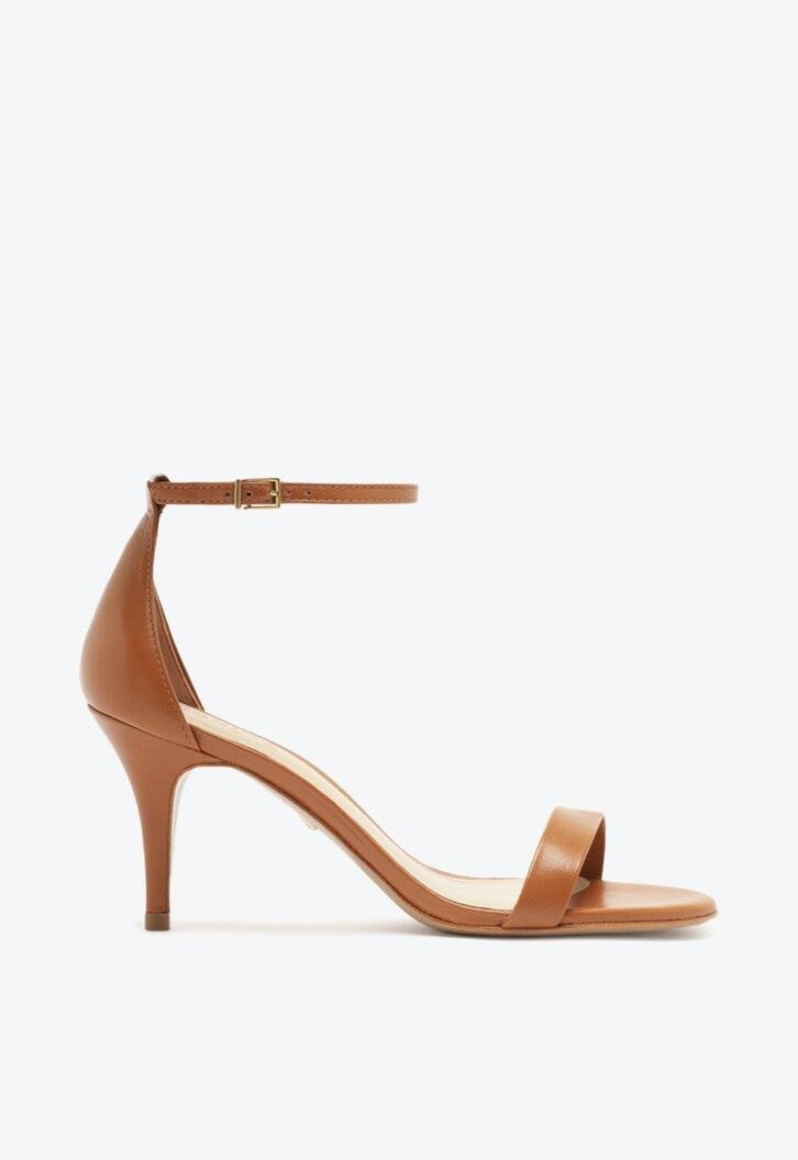 Sandália Gisele Salto Fino Couro Marrom