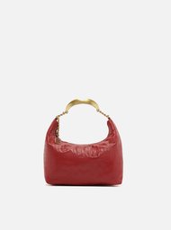 Bolsa Hobo Vermelha Arezzo Couro Tressê Pequena Silvia Braz