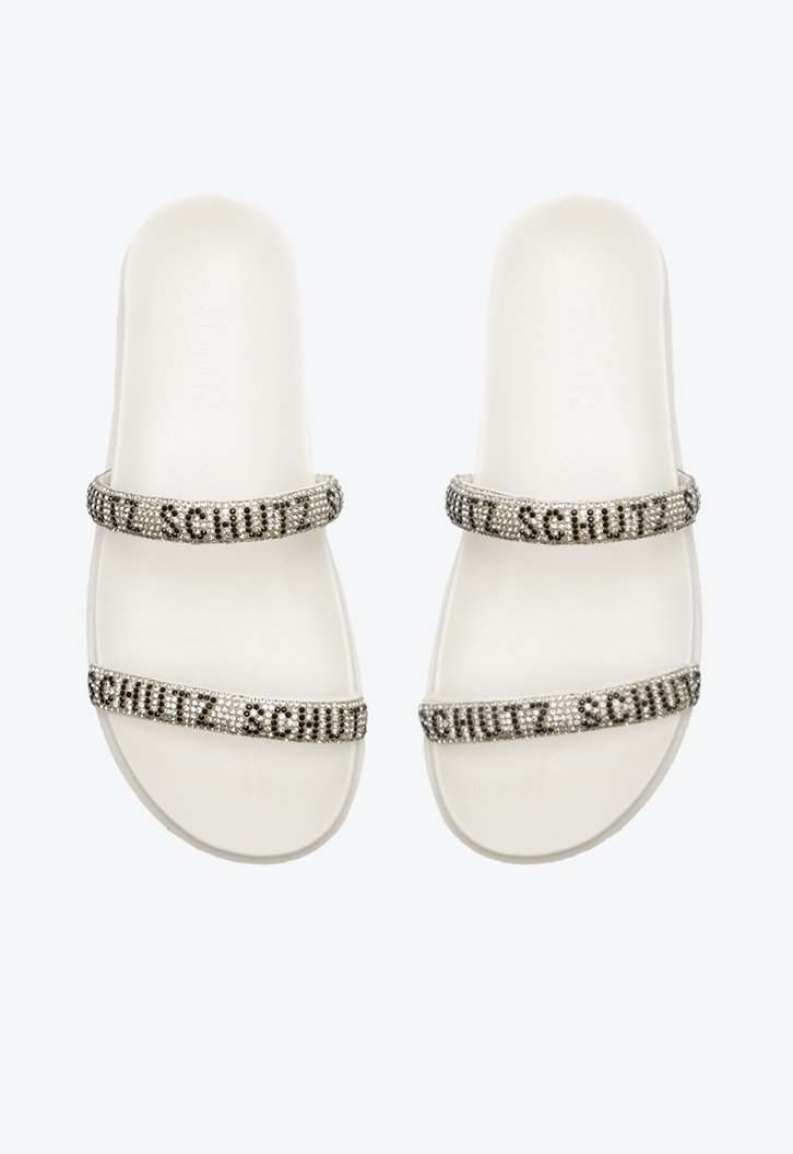 Sandália Papete Branca Schutz Brilho