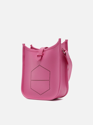 Bolsa Tiracolo Rosa Arezzo Média Logo Perfurado