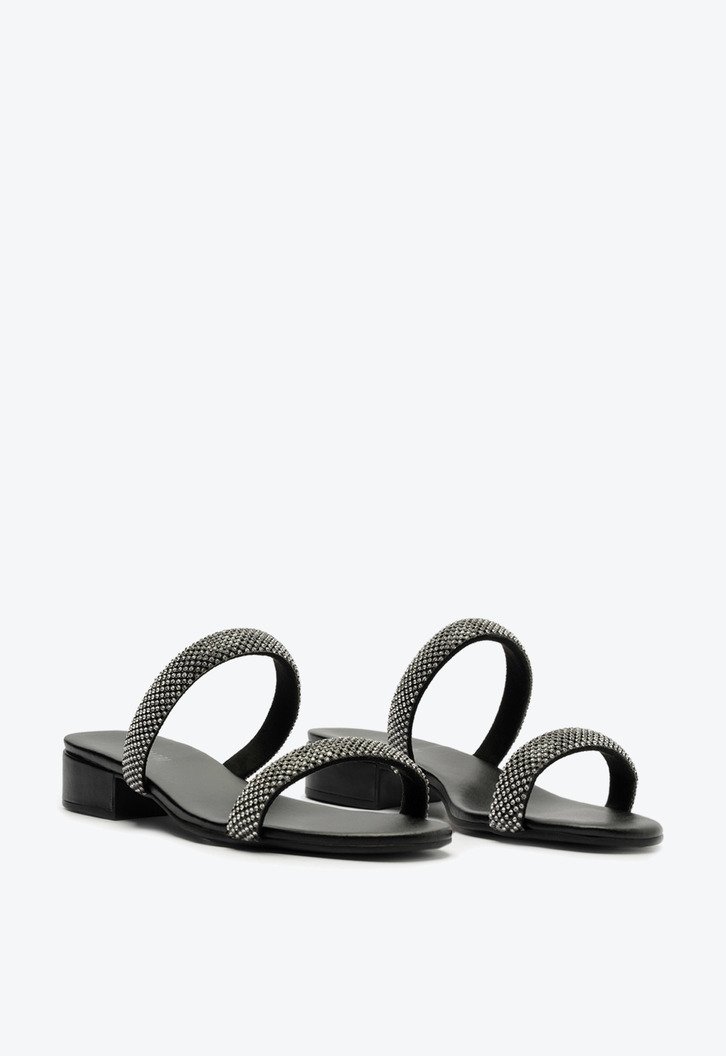 Sandália Mule Preta Anacapri Salto Bloco Glam | ZZ MALL