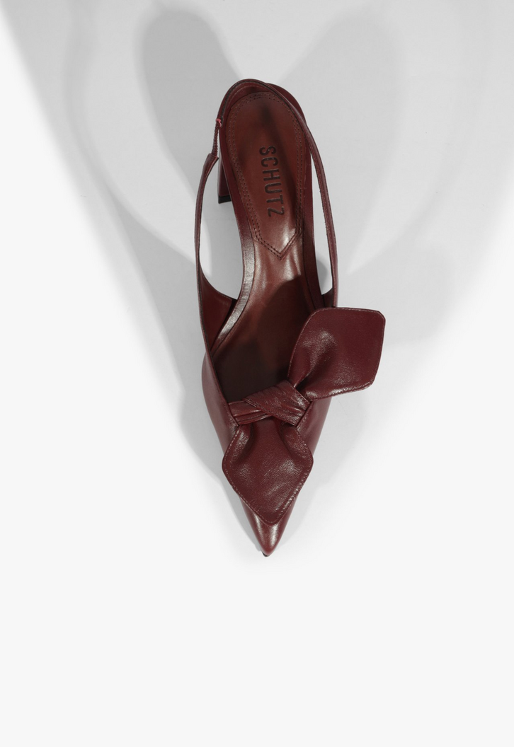 Scarpin Slingback Rhonda Mid Couro Vinho