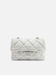 Bolsa Tiracolo Prata Arezzo Couro Heart Mizz Média