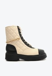 Coturno Off-white Arezzo Couro Cano Médio Matelassê