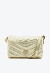 Bolsa Crossbody Dourada Anacapri Pequena Matelassê Chevron
