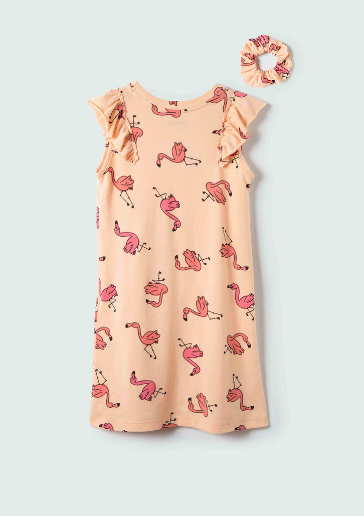 Camisola Laranja Hering Infantil Feminina Mangas Com Babados + Scrunchie