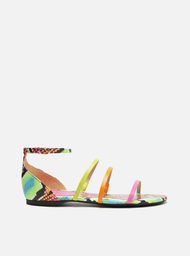 Sandália Rasteira Colorida Arezzo Snake Tiras