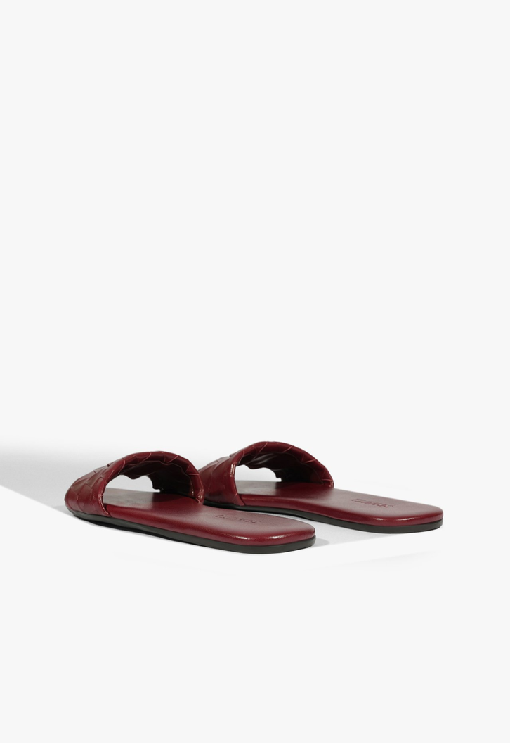 Slide Fresh Boho Couro Vermelho