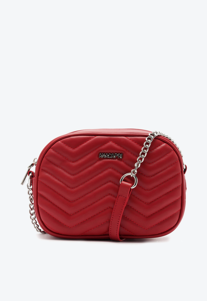 Bolsa Crossbody Vermelha Anacapri Média Matelassê Zig Zag