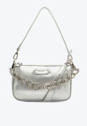 Bolsa Prateada Schutz Shoulder Emmy Glam Couro