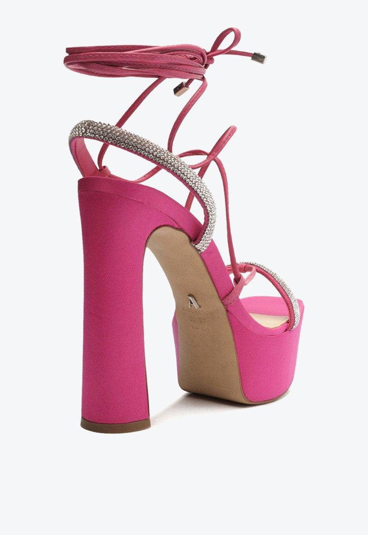 Sandália Meia Pata Rosa Arezzo Tiras Strass