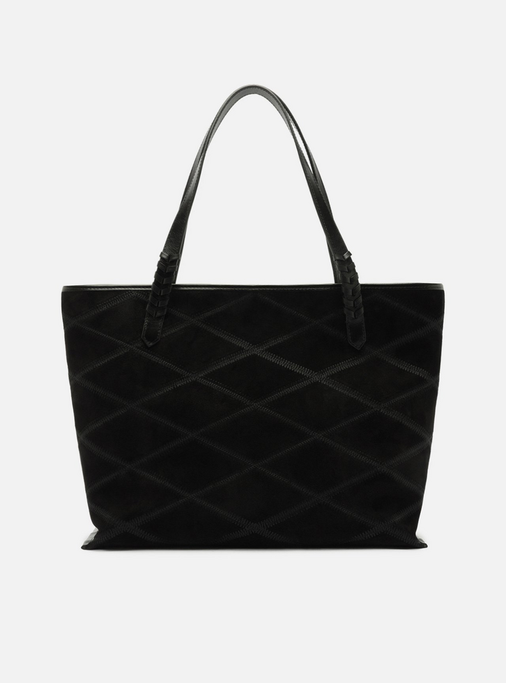 Bolsa Shopping Preta Couro Grande Matelassê