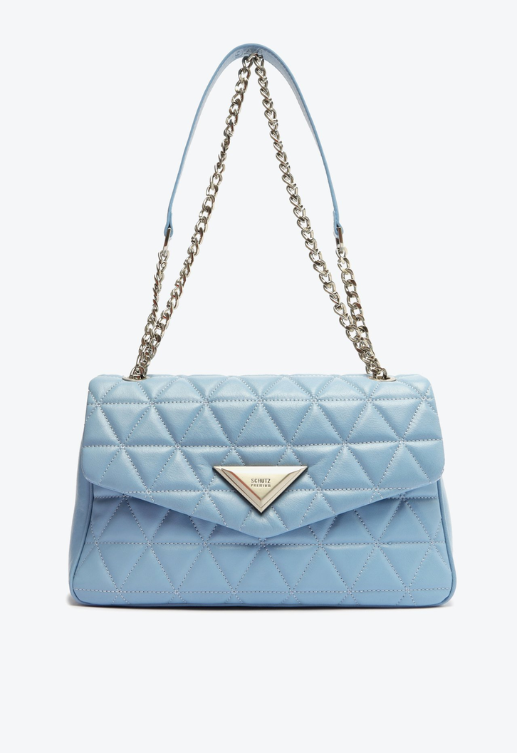 し Bolsa Azul Schutz 944 Grande Couro | ZZ MALL