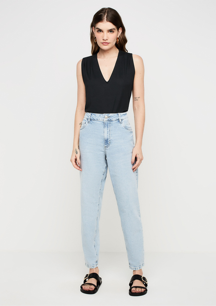 Calça Jeans Azul DZARM Mom Cintura Alta