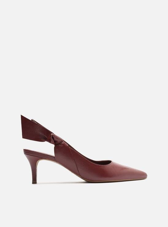 SCARPIN VINHO AREZZO COURO SALTO FINO SLINGBACK NÓ