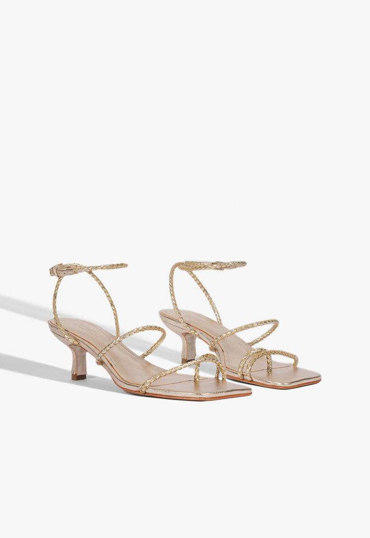 Sandália Midi Dourada Schutz Salto Trança | ZZ MALL