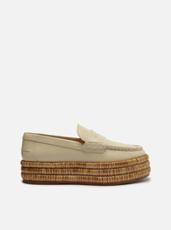 Mocassim Flatform Off-white Arezzo Couro Corda