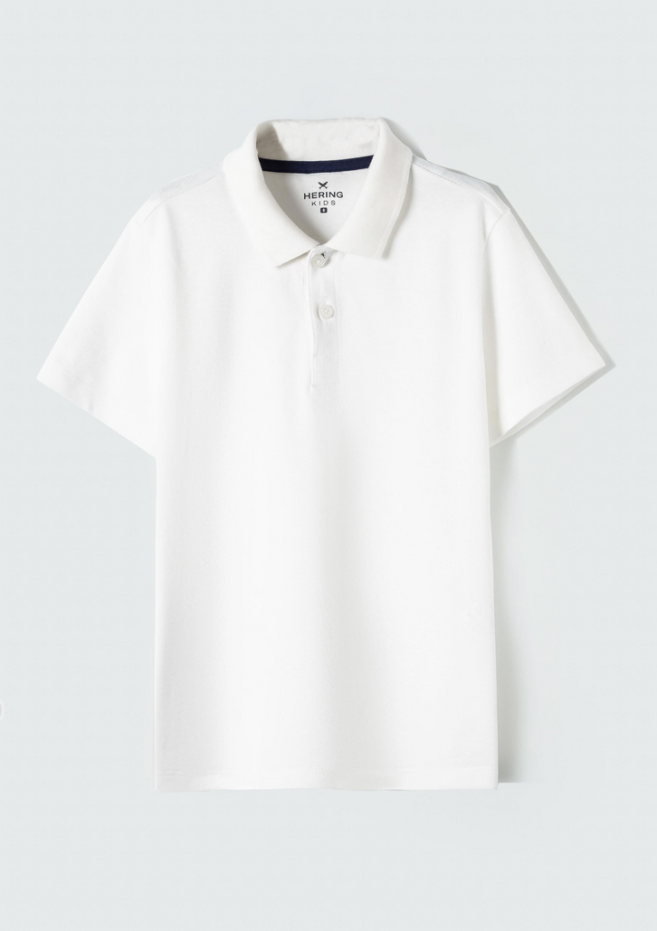 Camisa Básica Polo Off-white Hering Infantil Menino Manga Curta Em Piquet