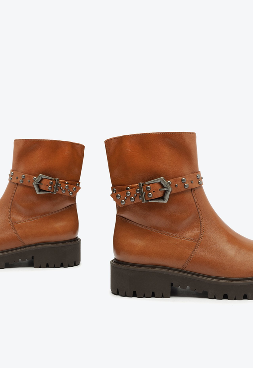 Bota Cano Médio Couro Marrom