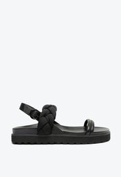Sandália Papete Flatform Nylon Trança Preta