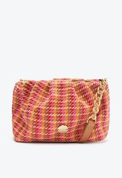 Crossbody Rosa E Multicolor Xadrez Anacapri Pequena