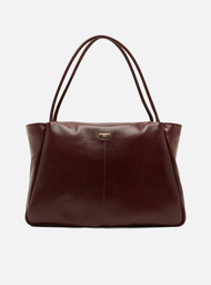 Bolsa Shopping Vinho Couro Grande Tag Metal