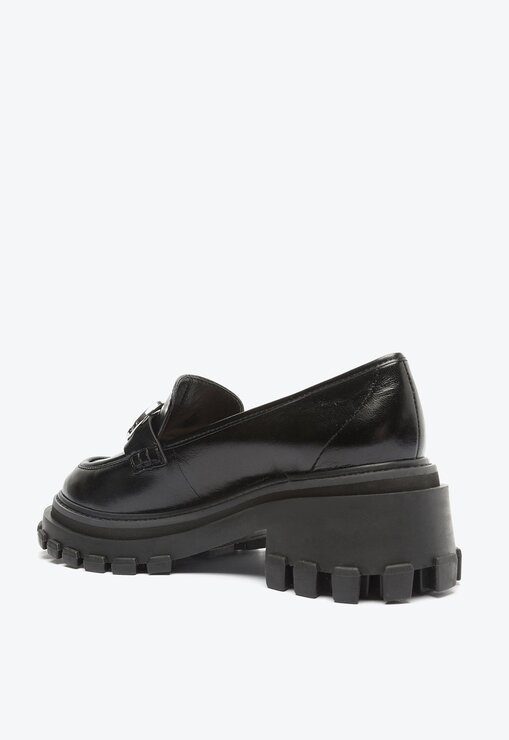 [PRE ORDER] PRETO SCHUTZ SAPATO MOCASSIM SALTO BLOCO TRATORADO COURO