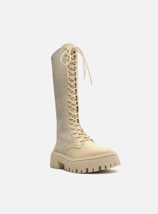 COTURNO OFF-WHITE AREZZO COURO CANO ALTO TRATORADO