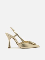 Scarpin Dourado Arezzo Salto Alto