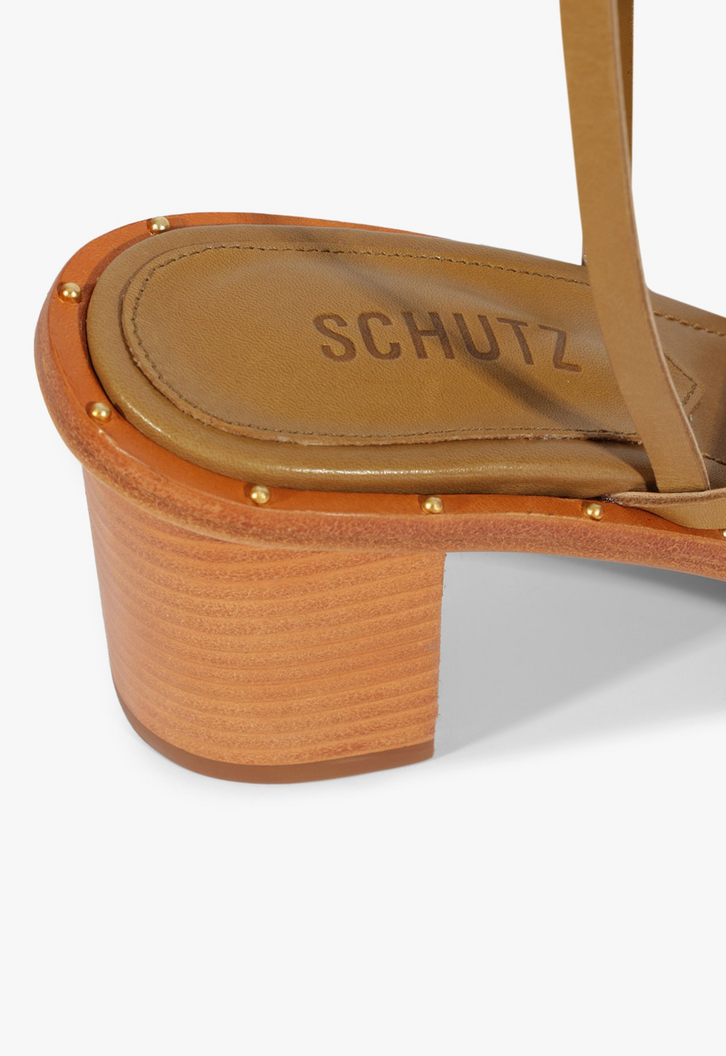 Sandália Azure Mid Block Couro Verde | ZZ MALL