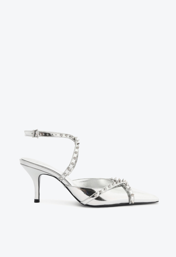 Scarpin Couro Prateado