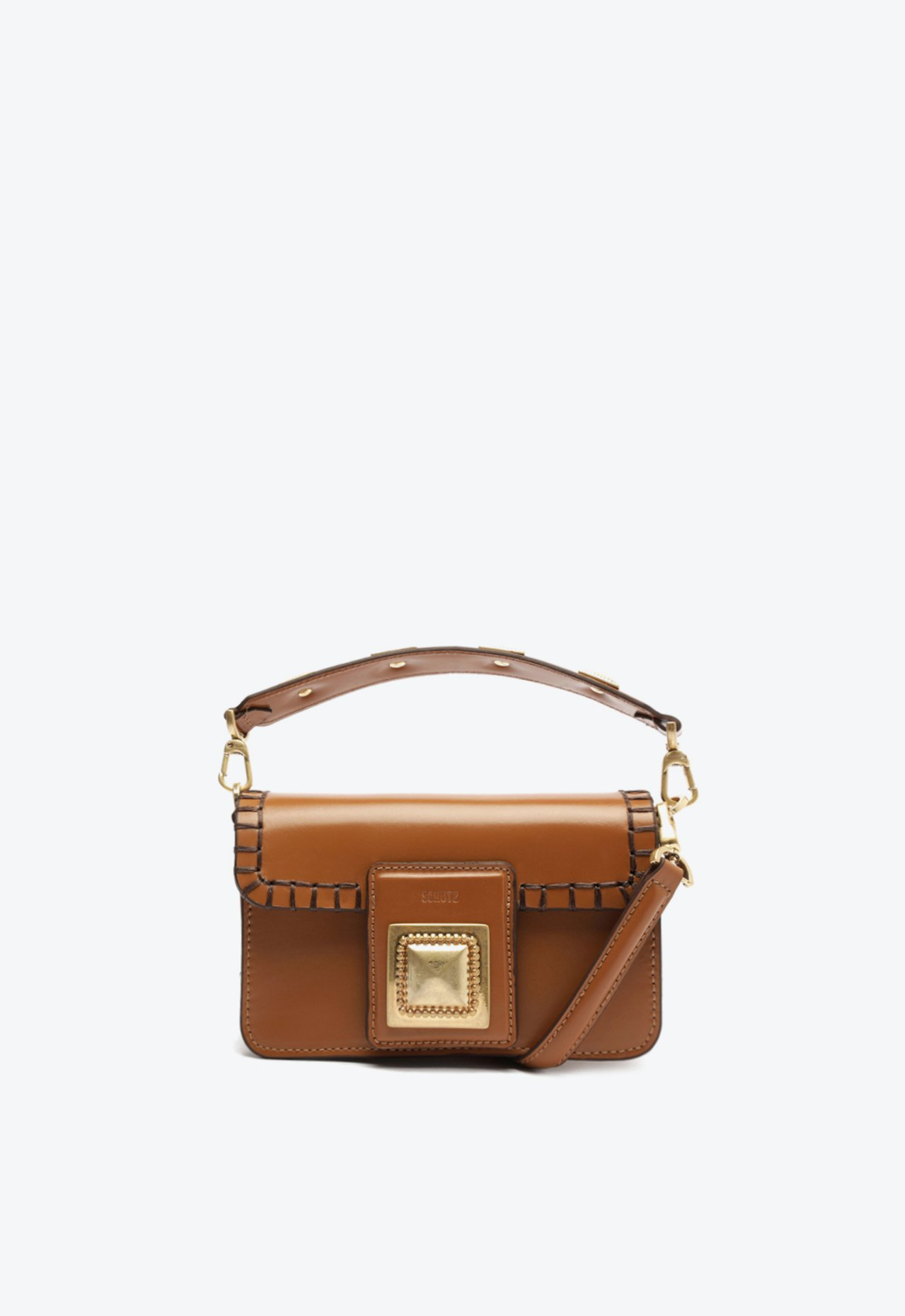 Bolsa Marrom Schutz Transversal Couro Triângulos | ZZ MALL