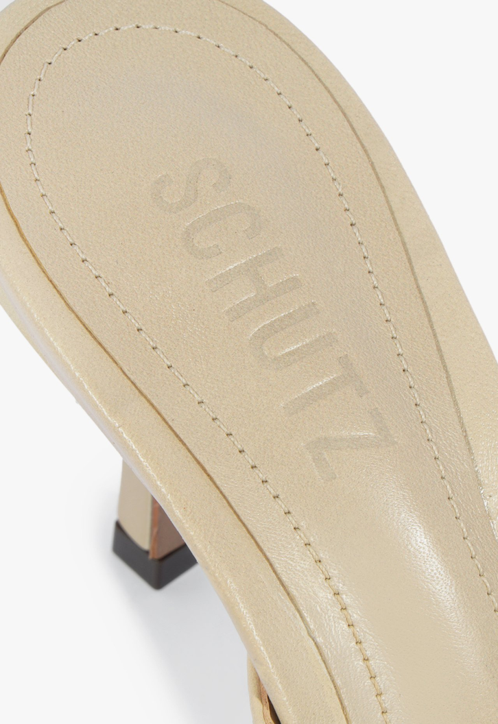 Sapato Mule Salto Cady Couro Off White
