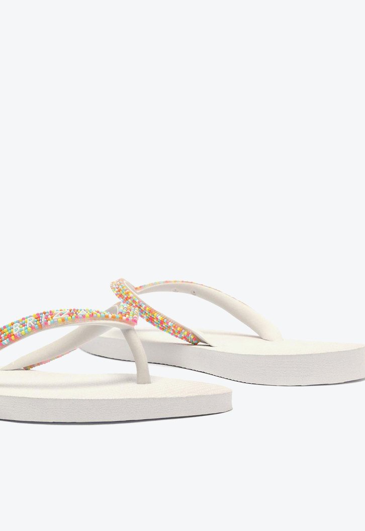 Chinelo De Dedo Branco Brizza Tiras Coloridas